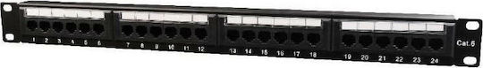 Gembird Patch Panel για Rack 1U 19" 24 Θυρών cat6 Μαύρο