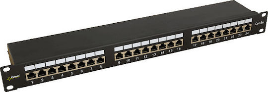 Pulsar Patch Panel για Rack 1U 19" 24 Θυρών cat5e Μαύρο