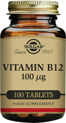 Solgar Vitamin B12 Vitamin für die Gesundheit des Nervensystems 100mcg 100 Registerkarten