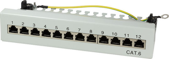 LogiLink Panou Patch Ecranat pentru Rack 1U 12 Porturi cat6 Gri