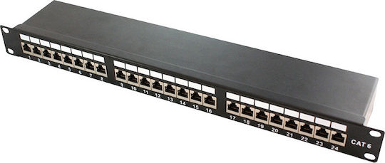 LogiLink Shielded Patch Panel for Rack 1U 19" with 24 cat6 Ports Black