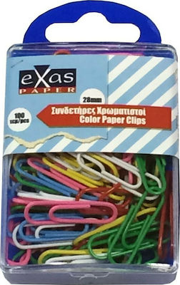 Exas Paper Νο.3 Paper Clip 28mm Χρωματιστοί 100pcs