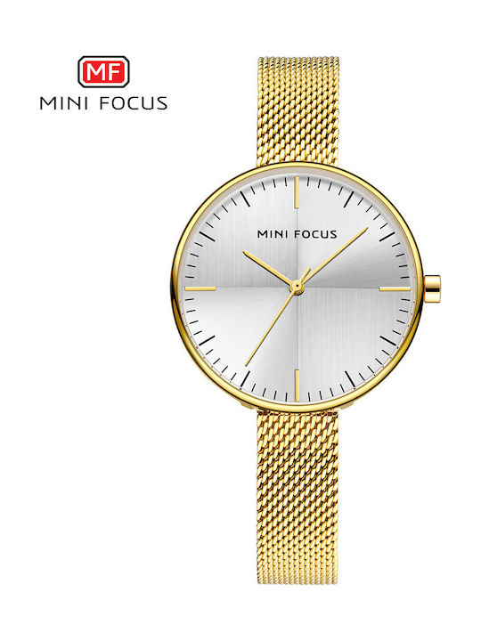 Mini Focus Γυναικείο Ρολόι 36mm Μπαταρίας με Χρυσό Μεταλλικό Μπρασελέ