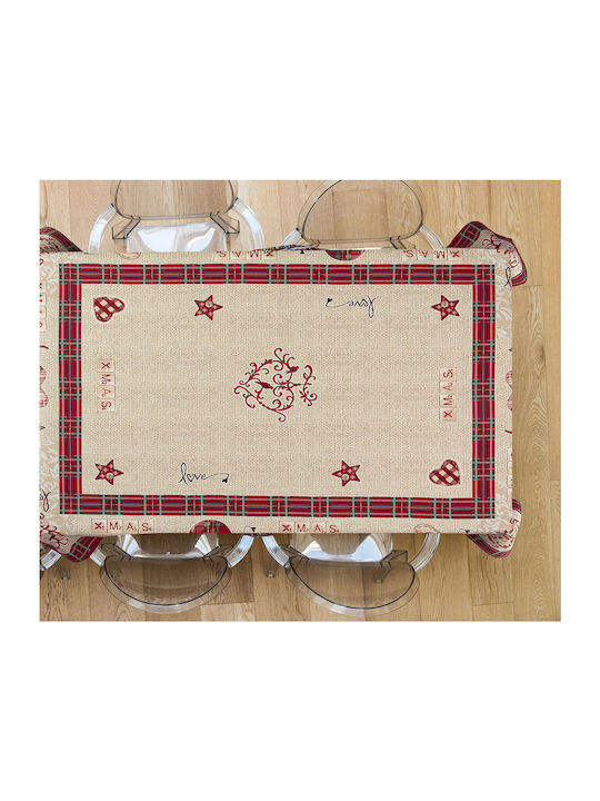 Beauty Home Art 8254 Christmas Tablecloth Fabric Beige L140xW140cm.