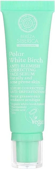 Natura Siberica Bereza Professional Polar White Birch Moisturizing Serum Face with Niacinamide & Salicylic Acid for Radiance & Acne 30ml