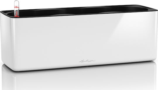 Lechuza Cube Glossy Triple Самополивен Кутия за саксии Пластмаса Бял 14x40x13.5см.