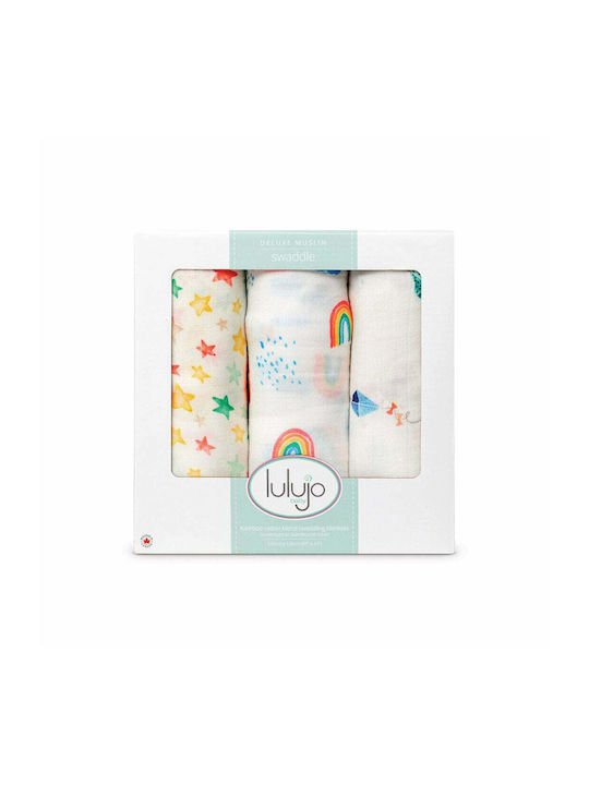 Lulujo Muslin Swaddle Blanket High In The Sky Multicolour 120x120cm 3pcs