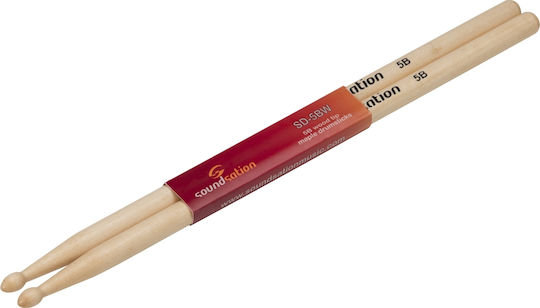 Soundsation Maple Μπαγκέτες Ντραμς Drumstick Pair 5B με Σχήμα Μύτης Drop 5BW