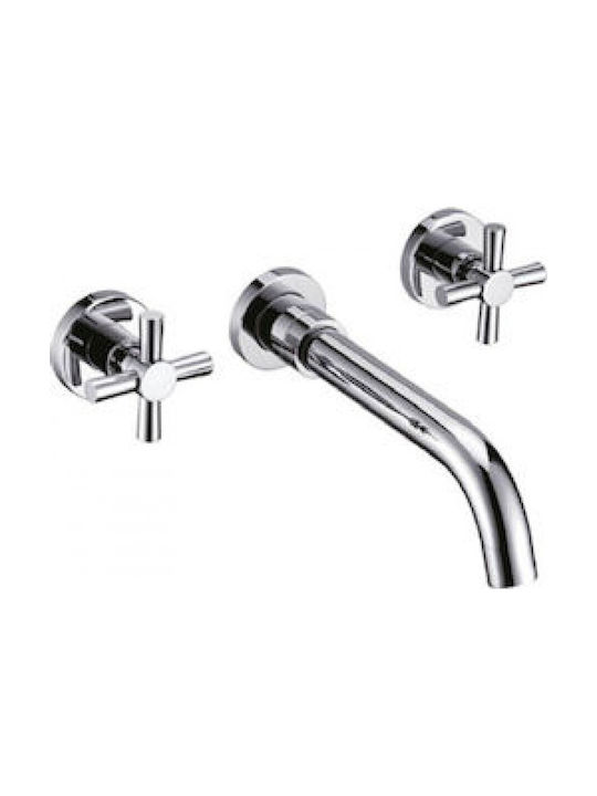 Karag T7 Collection Built-In Mixer & Spout Set for Bathroom Sink with 1 Exit Silver