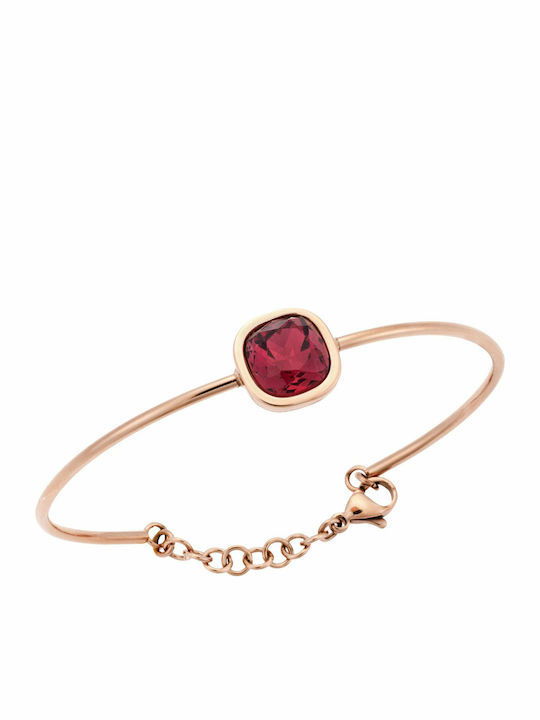 Puppis Bracelet Handcuffs made of Steel Gold Plated with Zircon