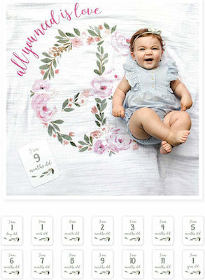 Lulujo Baby Milestone Sheet All You Need Is Love for Girl 1pcs