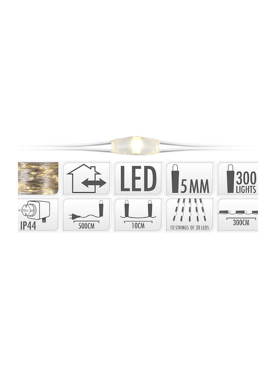 300 Lights LED 5m. x 500cm Warm White type Rain 1pcs