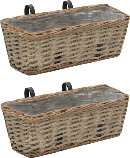 vidaXL Set 2 Planters Straw Brown vidaXL Set 2 Planters Straw Brown