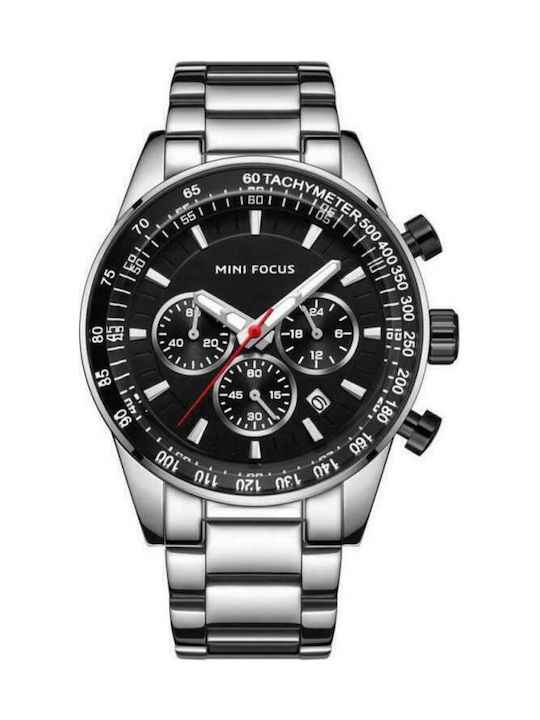 Mini Focus Men's Watch 44mm Battery with Silver Metal Bracelet