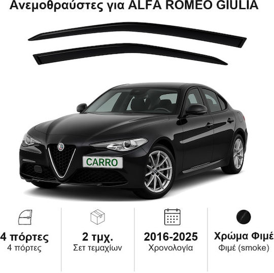 Heko Set deflectoare de vânt Dark Fime pentru Alfa Romeo Giulia 2buc