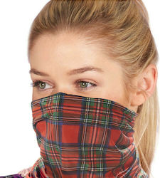 Eco Chic Snood Face Mask Red Tartan 1τμχ
