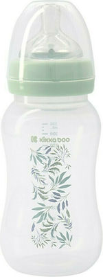 Kikka Boo Plastic Baby Bottle Anti-colic with Silicone Teat 330ml for 6+ μηνών 1pcs Mint Tropical Leaves