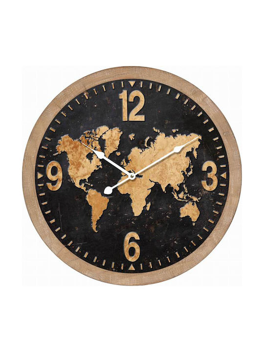 Ankor Ρολόι Τοίχου Χάρτης Μαύρο Ξύλινο 58x58cm