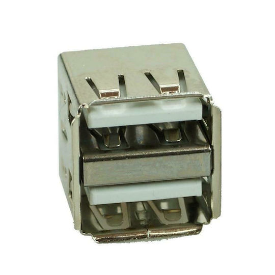 USB 2.0 Connector Double, Down, Silver/White (CON-U006)