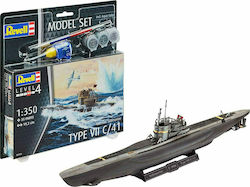 Revell German Type VII C/41 Modellfigur U-Boot 35 Teile im Maßstab 1:350 mit Kleber und Farben