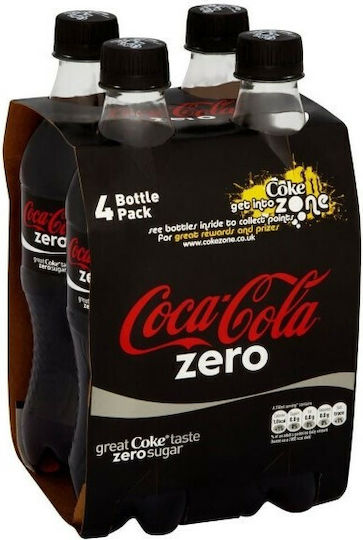 Coca-Cola Zero Cola με Ανθρακικό, Χωρίς Ζάχαρη σε Μπουκάλι 4x500ml