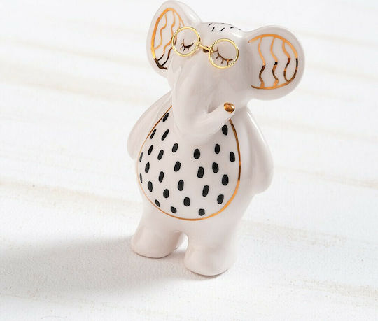 Parisis Decorative Elephant made of Metal Elephant in White 4x6.5x10cm 1pcs
