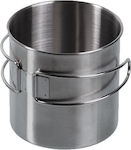 Mil-Tec Sticlă pentru Camping Cana din oțel inoxidabil cu mâner pliabil de 800 ml