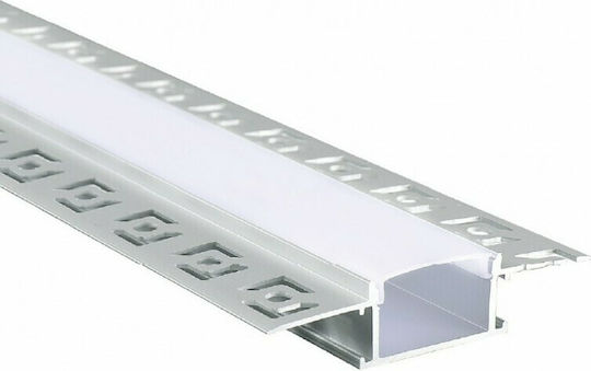 Aca Lond Walled Aluminum Profile for LED Strip with Opal Cover 200x2.7x1.4cm