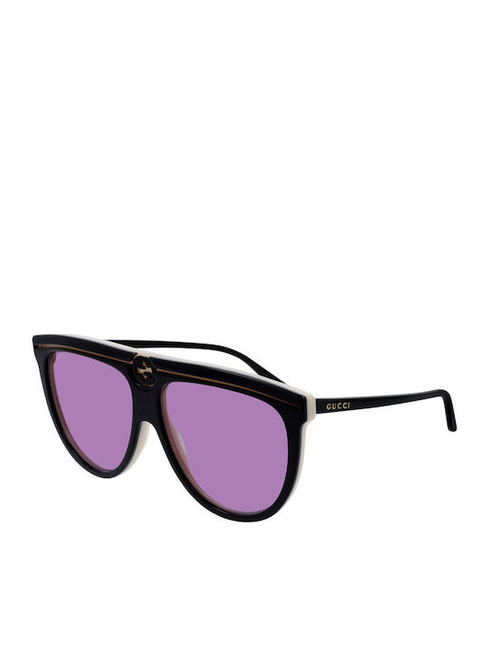 Gucci Damen Sonnenbrille mit Schwarz Kunststoff Gestell und Lila Linse GG0732S 004