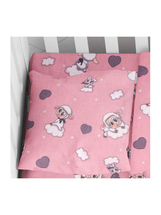 Dimcol Προβατάκι Baby Cotton Pillowcase Pink 35x45cm