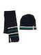 Typos Kids Beanie Set with Scarf Knitted Navy Blue
