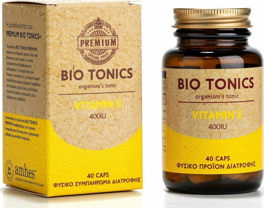 Bio Tonics Premium Vitamin E Βιταμίνη για τo Δέρμα & Αντιοξειδωτική δράση 400iu 400mg 40 κάψουλες