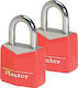 Master Lock Алуминиево Лукето Заключване на скоба с ключ Комплект 20мм Red 2бр