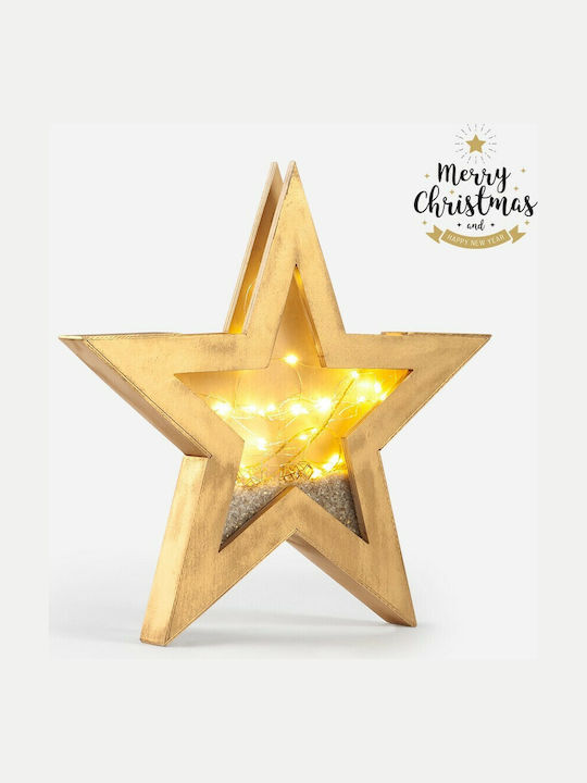 Parisis Wood Illuminated Christmas Decorative Desktop Star 45x4x47cm Yellow