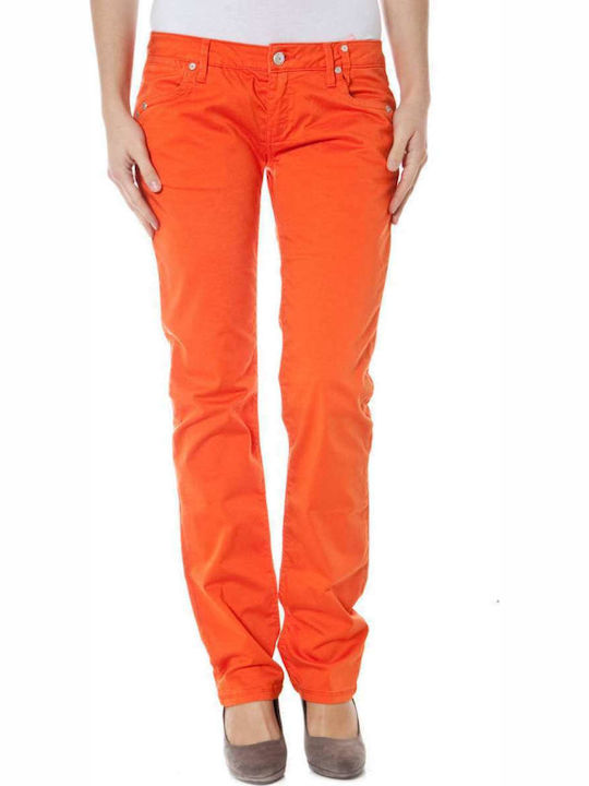 Zuelements Damen Baumwolle Hose in Schmaler Linie Orange