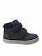 Anatomical Leather Kids Boots with Velcro Blue