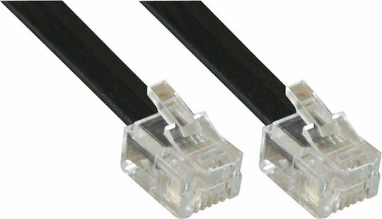 InLine Плоски Телефонен кабел RJ11 6P4C 3м Черен (18844L)