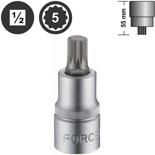 Force Socket 1/2" Spline Walnut with Spline Head and Socket 1/2'' M7x55mm