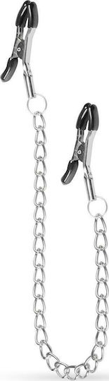 Easytoys Classic Nipple Clamps with Chain Σφιγκτήρες Θηλών σε Ασημί Χρώμα