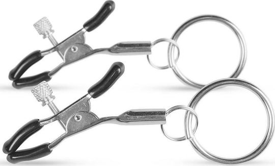Easytoys Metal Nipple Clamps with Ring Σφιγκτήρες Θηλών σε Ασημί Χρώμα