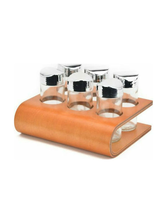 Karvounis Glass Tabletop Spice Rack with Stand Brown 6pcs
