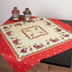 Silk Fashion Christmas Stain-resistant Tablecloth Square Fabric Red L90xW90cm.