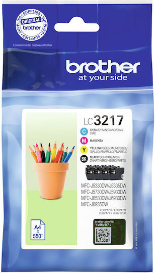 Brother LC3217 Оригинален Пакет от 4 мастила за мастиленоструен принтер Жълт / Cyan / Магента / Черен (LC-3217VP)