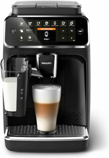 Philips Серия 4300 Автоматична Еспресо Кафемашина 1500W Налягане 15bar за Капучино с Мелачка Черна EP4341/50