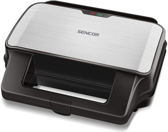 Sencor Sandwich Maker cu Plăci Detasabile pentru for 2 Sandwiches Sandvișuri 900W Inox
