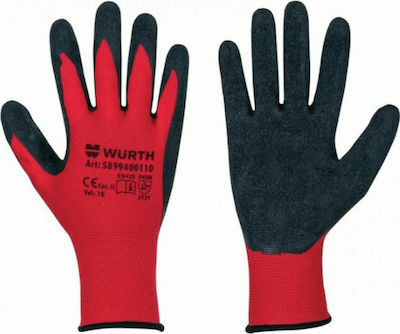 Wurth Multifit Arbeitshandschuhe Rot Latex/Polyester 0899408209 0899408210