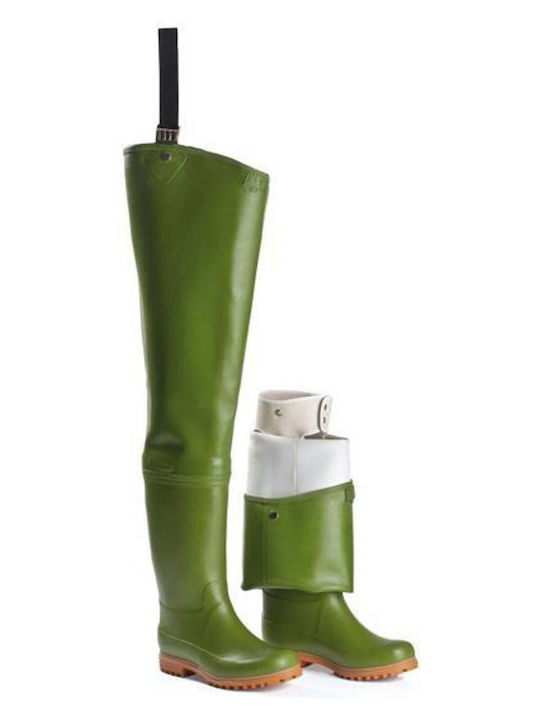 Ergo Herren-Sicherheitsgummistiefel bis zum Oberschenkel, Grün, mit WR-Zertifizierung