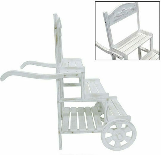 Marhome Decorative Cart Garden Wooden Stand with 3 Levels White 93x45x95cm 93cmx45cmx95cm 15-17255