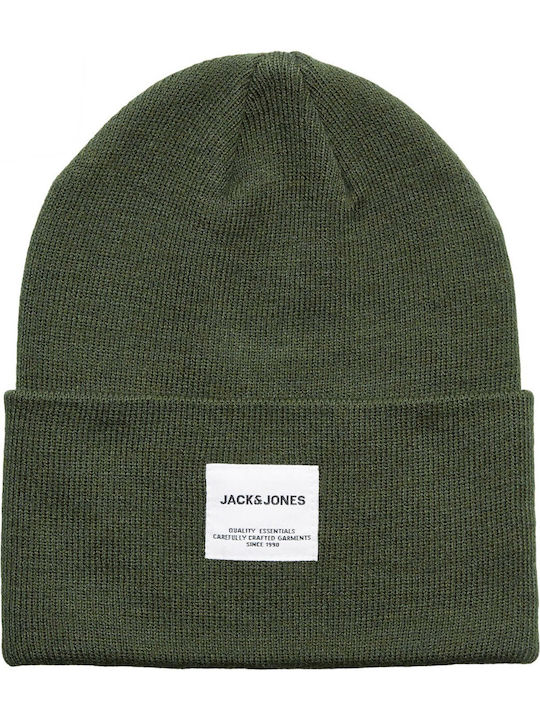 Jack & Jones Beanie Ανδρικός Σκούφος με Rib Πλέξη σε Χακί χρώμα