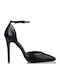 Mairiboo for Envie Pointed Toe Stiletto Black High Heels with Strap